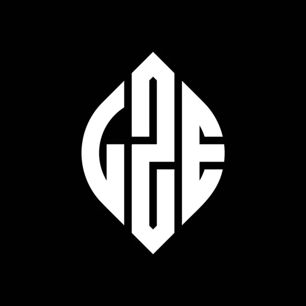 Lze Буква Дизайн Логотипа Круга Кругом Эллипсом Формы Lze Эллиптические — стоковый вектор