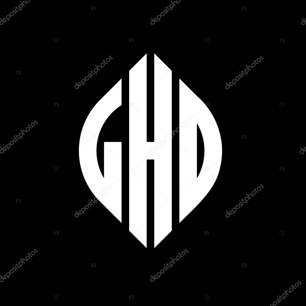 Diseño del logotipo de la letra del círculo LHD con forma de círculo y ...