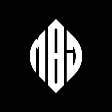 MBJ daire şeklinde ve elips şekilli harf logosu tasarımı. MBJ elips harfleri tipografik tarzda. Üç baş harf daire şeklinde bir logo oluşturuyor. MBJ Çember Amblemi Soyut Monogram Harf İşaretleme Vektörü.