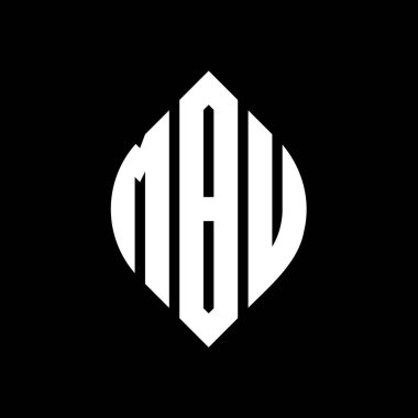Çember ve elips şekilli MBU harf logosu tasarımı. MBU elips harfleri tipografik tarzda. Üç baş harf daire şeklinde bir logo oluşturuyor. MBU Çember Amblemi Soyut Monogram Harf İşaretleme Vektörü.