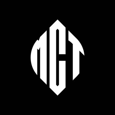 Çember ve elips şekilli MCT daire harf logosu tasarımı. Tipografik şekilli MCT elips harfleri. Üç baş harf daire şeklinde bir logo oluşturuyor. MCT Çemberi Amblemi Soyut Monogram Harf İşaretleyici Vektörü.