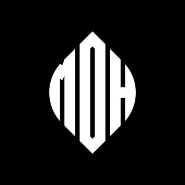 Çember ve elips şekilli MDH daire harf logosu tasarımı. Tipografik biçimli MDH elips harfleri. Üç baş harf daire şeklinde bir logo oluşturuyor. MDH Çember Amblemi Soyut Monogram Harf İşaretleyici Vektörü.