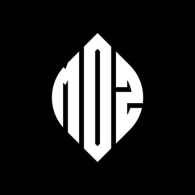Çember ve elips şekilli MDZ daire harf logosu tasarımı. Tipografik biçimli MDZ elips harfleri. Üç baş harf daire şeklinde bir logo oluşturuyor. MDZ Çember Amblemi Soyut Monogram Harf İşaretleyici Vektörü.