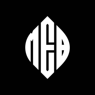 Çember ve elips şekilli MEB daire harf logosu tasarımı. Tipografik biçimli MEB elips harfleri. Üç baş harf daire şeklinde bir logo oluşturuyor. MEB Çember Amblemi Soyut Monogram Harf İşaretleme Vektörü.