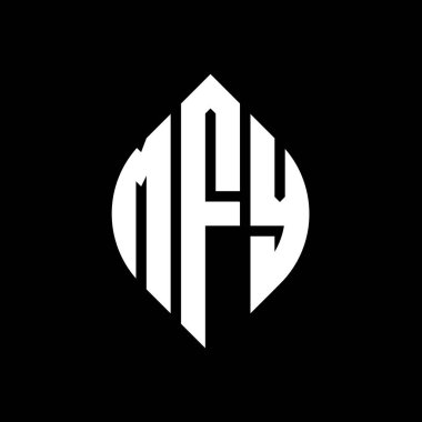 Çember ve elips şekilli MFY daire harf logosu tasarımı. Tipografik biçimli MFY elips harfleri. Üç baş harf daire şeklinde bir logo oluşturuyor. MFY Çember Amblemi Soyut Monogram Harf İşaretleyici Vektörü.