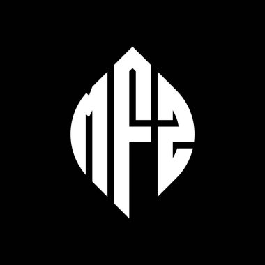 Çember ve elips şekilli MFZ daire harf logosu tasarımı. Tipografik biçimli MFZ elips harfleri. Üç baş harf daire şeklinde bir logo oluşturuyor. MFZ Çember Amblemi Soyut Monogram Harf İşaretleyici Vektörü.