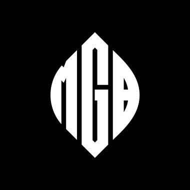 Çember ve elips şekilli MGB daire harf logosu tasarımı. Tipografik biçimli MGB elips harfleri. Üç baş harf daire şeklinde bir logo oluşturuyor. MGB Çember Amblemi Soyut Monogram Harf İşaretleyici Vektörü.