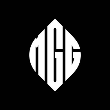 Çember ve elips şekilli MGG daire harf logosu tasarımı. Tipografik biçimli MGG elips harfleri. Üç baş harf daire şeklinde bir logo oluşturuyor. MGG Çember Amblemi Soyut Monogram Harf İşaretleyici Vektörü.