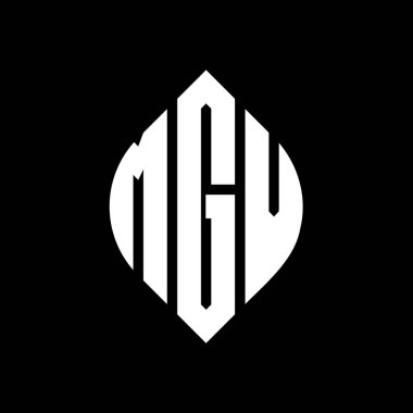 Çember ve elips şekilli MGV daire harf logosu tasarımı. Tipografik biçimli MGV elips harfleri. Üç baş harf daire şeklinde bir logo oluşturuyor. MGV Çember Amblemi Soyut Monogram Harf İşaretleyici Vektörü.