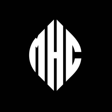 Çember ve elips şekilli MHC daire harf logosu tasarımı. MHC elips harfleri tipografik tarzda. Üç baş harf daire şeklinde bir logo oluşturuyor. MHC Çember Amblemi Soyut Monogram Harf İşaretleyici Vektörü.