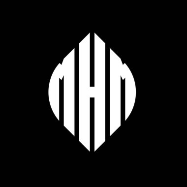 Çember ve elips şekilli MHM daire harf logosu tasarımı. MHM elips harfleri tipografik tarzda. Üç baş harf daire şeklinde bir logo oluşturuyor. MHM Çember Amblemi Soyut Monogram Harf İşaretleyici Vektörü.