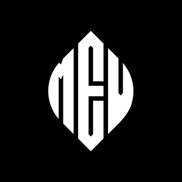Design Logo Lettera Cerchio Mev Con Cerchio Forma Ellittica Lettere — Vettoriale Stock