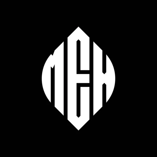 Mex Cerchio Lettera Logo Design Con Cerchio Forma Ellittica Lettere — Vettoriale Stock