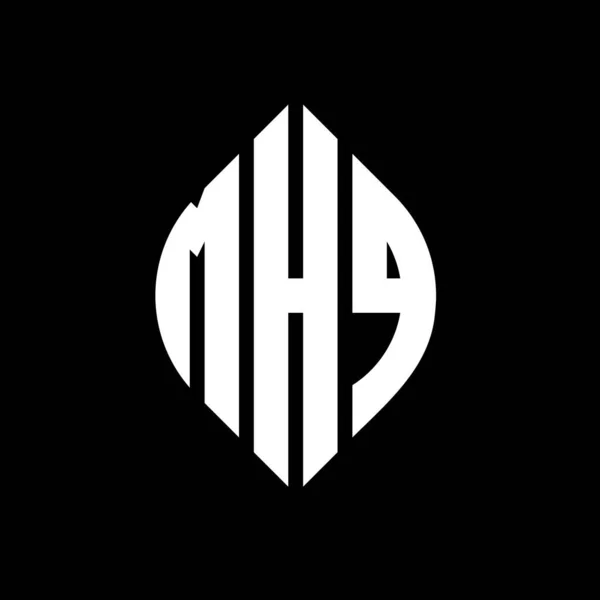 Дизайн Логотипа Круга Mhq Формой Круга Эллипса Mhq Эллиптические Буквы — стоковый вектор