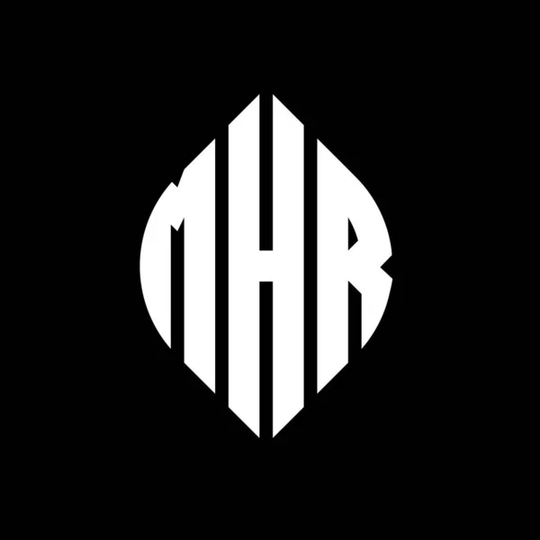Дизайн Логотипу Кругової Літери Mhr Колом Формою Еліпса Mhr Еліпс — стоковий вектор