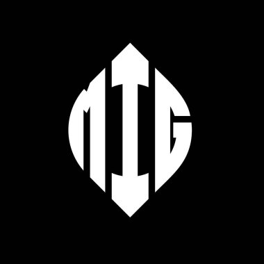 Daire ve elips şekilli MIG daire harf logosu tasarımı. Tipografik tarzda MIG elips harfleri. Üç baş harf daire şeklinde bir logo oluşturuyor. MIG Çember Amblemi Soyut Monogram Harf İşaretleme Vektörü.