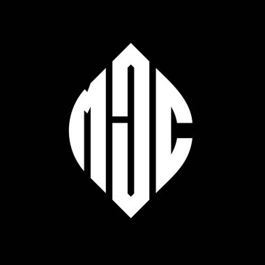Çember ve elips şekilli MJC daire harf logosu tasarımı. MJC elips harfleri tipografik tarzda. Üç baş harf daire şeklinde bir logo oluşturuyor. MJC Çember Amblemi Soyut Monogram Harf İşaretleyici Vektörü.