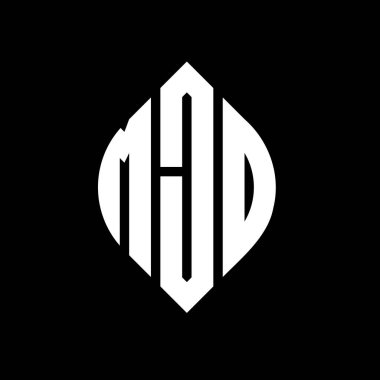 Çember ve elips şekilli MJD daire harf logosu tasarımı. Tipografik biçimli MJD elips harfleri. Üç baş harf daire şeklinde bir logo oluşturuyor. MJD Çember Amblemi Soyut Monogram Harf İşaretleyici Vektörü.
