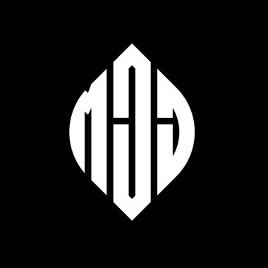 Çember ve elips şekilli MJJ daire harf logosu tasarımı. Tipografik tarzda MJJ elips harfleri. Üç baş harf daire şeklinde bir logo oluşturuyor. MJJ Çember Amblemi Soyut Monogram Harf İşaretleyici Vektörü.