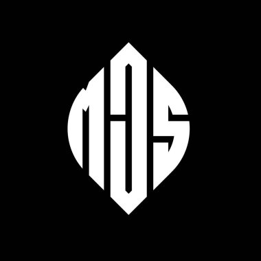Çember ve elips şekilli MJS daire harf logosu tasarımı. Tipografik biçimli MJS elips harfleri. Üç baş harf daire şeklinde bir logo oluşturuyor. MJS Çember Amblemi Soyut Monogram Harf İşaretleyici Vektörü.