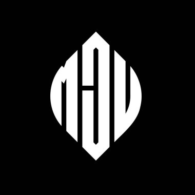 Çember ve elips şekilli MJU daire harf logosu tasarımı. Tipografik biçimli MJU elips harfleri. Üç baş harf daire şeklinde bir logo oluşturuyor. MJU Çember Amblemi Soyut Monogram Harf İşaretleyici Vektörü.
