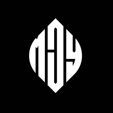 Çember ve elips şekilli MJY daire harf logosu tasarımı. Tipografik biçimli MJY elips harfleri. Üç baş harf daire şeklinde bir logo oluşturuyor. MJY Çember Amblemi Soyut Monogram Harf İşaretleyici Vektörü.