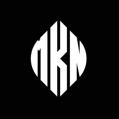 Çember ve elips şekilli MKN daire harf logosu tasarımı. Tipografik biçimli MKN elips harfleri. Üç baş harf daire şeklinde bir logo oluşturuyor. MKN Çember Amblemi Soyut Monogram Harf İşaretleyici Vektörü.