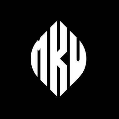 Çember ve elips şekilli MKV daire harf logosu tasarımı. Tipografik biçimli MKV elips harfleri. Üç baş harf daire şeklinde bir logo oluşturuyor. MKV Çember Amblemi Soyut Monogram Harf İşaretleyici Vektörü.