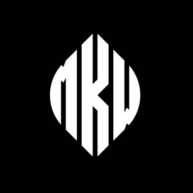 Çember ve elips şekilli MKW daire harf logosu tasarımı. Tipografik biçimli MKW elips harfleri. Üç baş harf daire şeklinde bir logo oluşturuyor. MKW Çember Amblemi Soyut Monogram Harf İşaretleyici Vektörü.