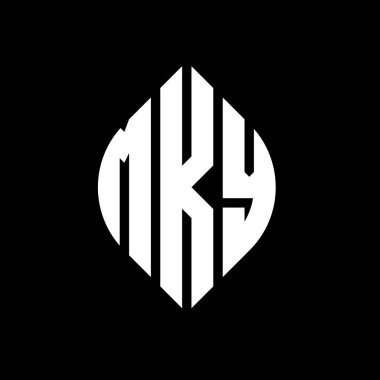 Çember ve elips şekilli MKY daire harf logosu tasarımı. Tipografik biçimli MKY elips harfleri. Üç baş harf daire şeklinde bir logo oluşturuyor. MKY Çember Amblemi Soyut Monogram Harf İşaretleyici Vektörü.