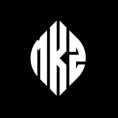 Çember ve elips şekilli MKZ daire harf logosu tasarımı. Tipografik biçimli MKZ elips harfleri. Üç baş harf daire şeklinde bir logo oluşturuyor. MKZ Çember Amblemi Soyut Monogram Harf İşaretleyici Vektörü.