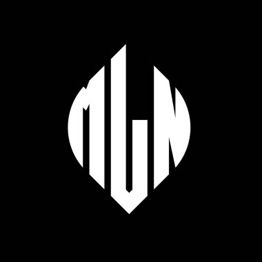 Çember ve elips şekilli MLN daire harfli logo tasarımı. Tipografik biçimli MLN elips harfleri. Üç baş harf daire şeklinde bir logo oluşturuyor. MLN Çember Amblemi Soyut Monogram Harf İşaretleyici Vektörü.