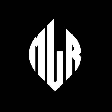 Çember ve elips şekilli MLR daire harf logosu tasarımı. Tipografik biçimli MLR elips harfleri. Üç baş harf daire şeklinde bir logo oluşturuyor. MLR Çember Amblemi Soyut Monogram Harf İşaretleyici Vektörü.
