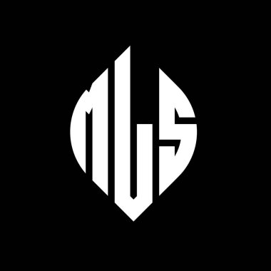 Çember ve elips şekilli MLS daire harf logosu tasarımı. Tipografik biçimli MLS elips harfleri. Üç baş harf daire şeklinde bir logo oluşturuyor. MLS Çemberi Amblemi Soyut Monogram Harf İşaretleyici Vektörü.