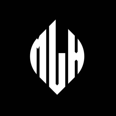 Çember ve elips şekilli MLX daire harf logosu tasarımı. Tipografik biçimli MLX elips harfleri. Üç baş harf daire şeklinde bir logo oluşturuyor. MLX Çember Amblemi Soyut Monogram Harf İşaretleyici Vektörü.