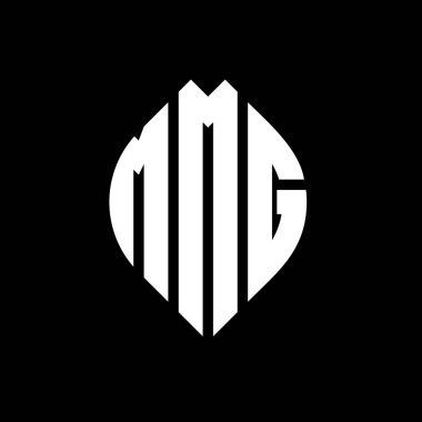 Çember ve elips şekilli MMG daire harf logosu tasarımı. Tipografik biçimli MMG elips harfleri. Üç baş harf daire şeklinde bir logo oluşturuyor. MMG Çember Amblemi Soyut Monogram Harf İşaretleyici Vektörü.