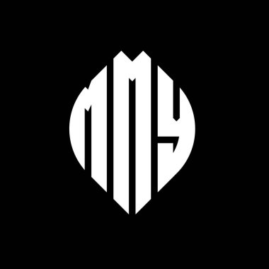 Çember ve elips şekilli MMY yuvarlak harf logosu tasarımı. MMY elips harfleri tipografik tarzda. Üç baş harf daire şeklinde bir logo oluşturuyor. MMY Çemberi Amblemi Soyut Monogram Harf İşaretleme Vektörü.
