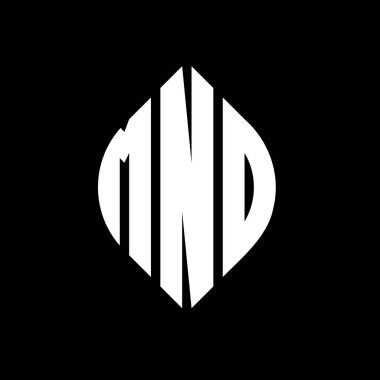 Çember ve elips şekilli MND daire harf logosu tasarımı. Tipografik şekilli MND elips harfleri. Üç baş harf daire şeklinde bir logo oluşturuyor. MND Çember Amblemi Soyut Monogram Harf İşaretleyici Vektörü.