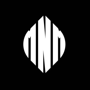 Çember ve elips şekilli MNM daire harf logosu tasarımı. Tipografik biçimli MNM elips harfleri. Üç baş harf daire şeklinde bir logo oluşturuyor. MNM Çember Amblemi Soyut Monogram Harf İşaretleyici Vektörü.
