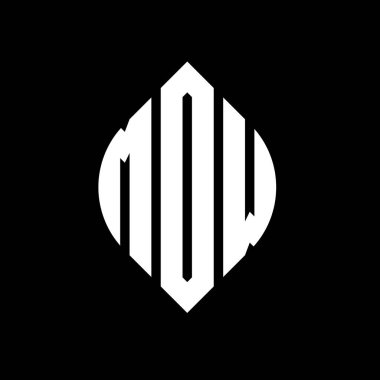 Çember ve elips şekilli moW daire harf logosu tasarımı. Yazı tipi elips harfleri. Üç baş harf daire şeklinde bir logo oluşturuyor. MOW Çemberi Amblemi Soyut Monogram Harf İşaretleme Vektörü.