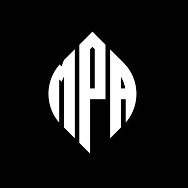 Çember ve elips şekilli MPA daire harf logosu tasarımı. MPA elips harfleri tipografik tarzda. Üç baş harf daire şeklinde bir logo oluşturuyor. MPA Çember Amblemi Soyut Monogram Harf İşaretleme Vektörü.