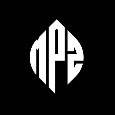 Çember ve elips şekilli MPZ daire harf logosu tasarımı. MPZ elips harfleri tipografik tarzda. Üç baş harf daire şeklinde bir logo oluşturuyor. MPZ Çember Amblemi Soyut Monogram Harf İşaretleme Vektörü.