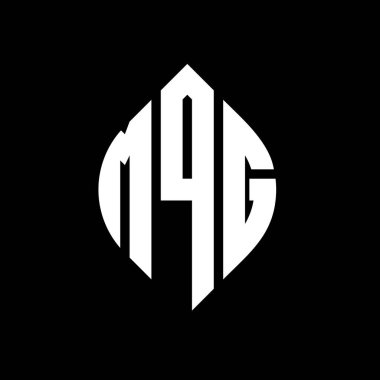 Çember ve elips şekilli MQG daire harf logosu tasarımı. Tipografik biçimli MQG elips harfleri. Üç baş harf daire şeklinde bir logo oluşturuyor. MQG Çember Amblemi Soyut Monogram Harf İşaretleyici Vektörü.