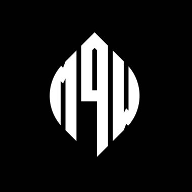 Çember ve elips şekilli MQW daire harf logosu tasarımı. Tipografik biçimli MQW elips harfleri. Üç baş harf daire şeklinde bir logo oluşturuyor. MQW Çember Amblemi Soyut Monogram Harf İşaretleyici Vektörü.