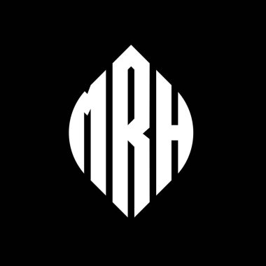 Çember ve elips şekilli MRH dairesi harf logosu tasarımı. Typographic tarzında MRH elips harfleri. Üç baş harf daire şeklinde bir logo oluşturuyor. MRH Çemberi Amblemi Soyut Monogram Harfi Mark Vector.MRH daire harfi logosu daire ve ellip tasarımı