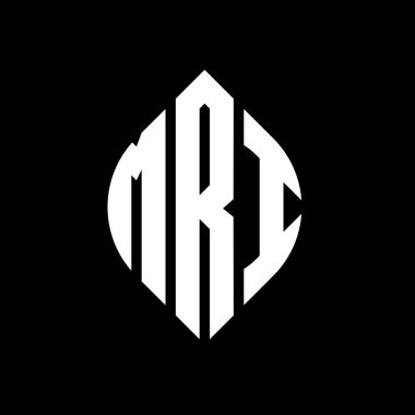 Dairesel ve elips şekilli MR dairesi harf logosu tasarımı. Typographic tarzında MRI elips harfleri. Üç baş harf daire şeklinde bir logo oluşturuyor. MRI Çemberi Amblemi Soyut Monogram Harf İşaretleyici Vektörü.