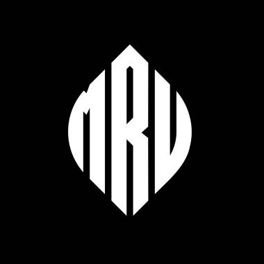 Çember ve elips şekilli MRU harf logosu tasarımı. MRU elips harfleri tipografik tarzda. Üç baş harf daire şeklinde bir logo oluşturuyor. MRU Çember Amblemi Soyut Monogram Harf İşaretleyici Vektörü.