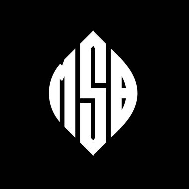 Çember ve elips şekilli MSB daire harf logosu tasarımı. Tipografik biçimli MSB elips harfleri. Üç baş harf daire şeklinde bir logo oluşturuyor. MSB Çember Amblemi Soyut Monogram Harf İşaretleyici Vektörü.