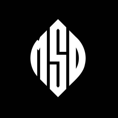Çember ve elips şekilli MSD daire harf logosu tasarımı. Tipografik biçimli MSD elips harfleri. Üç baş harf daire şeklinde bir logo oluşturuyor. MSD Çemberi Amblemi Soyut Monogram Harf İşaretleyici Vektörü.