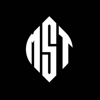 Çember ve elips şekilli MST daire harf logosu tasarımı. Tipografik biçimli MST elips harfleri. Üç baş harf daire şeklinde bir logo oluşturuyor. MST Çemberi Amblemi Soyut Monogram Harf İşaretleyici Vektörü.